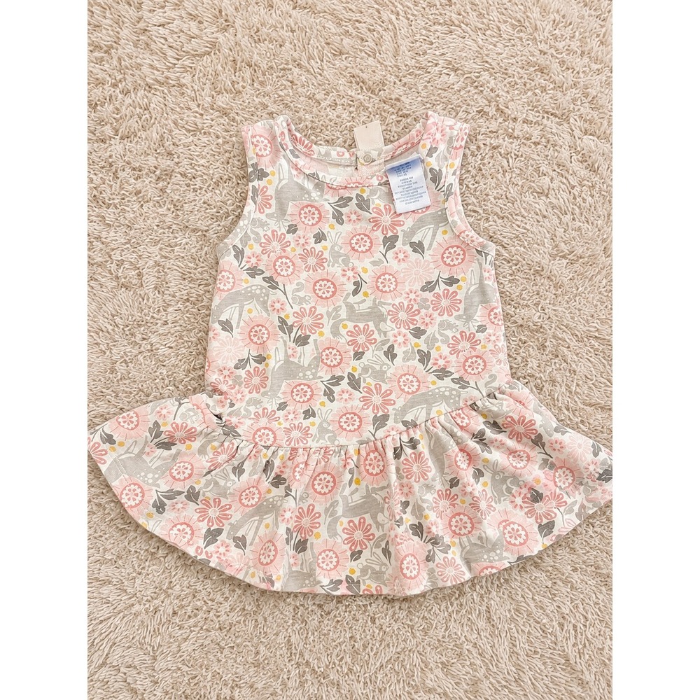 Dylan & Abby Baby Girls Pink Floral Animal Print Bow Back Ruffle Dress 6-9M